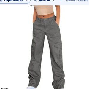 Baggy Gray Twill-look Cargo Pants 100% cotton